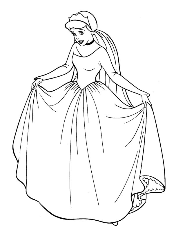 Cinderella In Her Wedding Dress In Cinderella Coloring Page ...