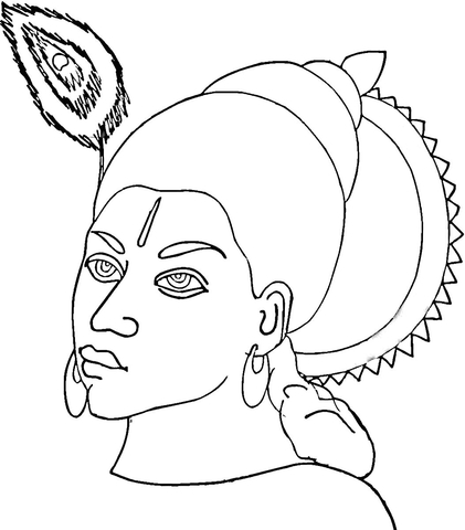 Face of Krishna coloring page | Free Printable Coloring Pages