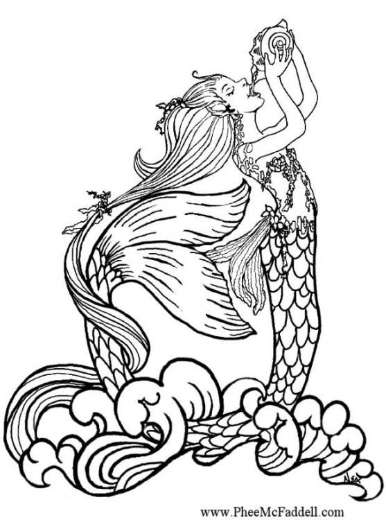 mermaid drinking | Mermaid coloring pages, Mermaid coloring