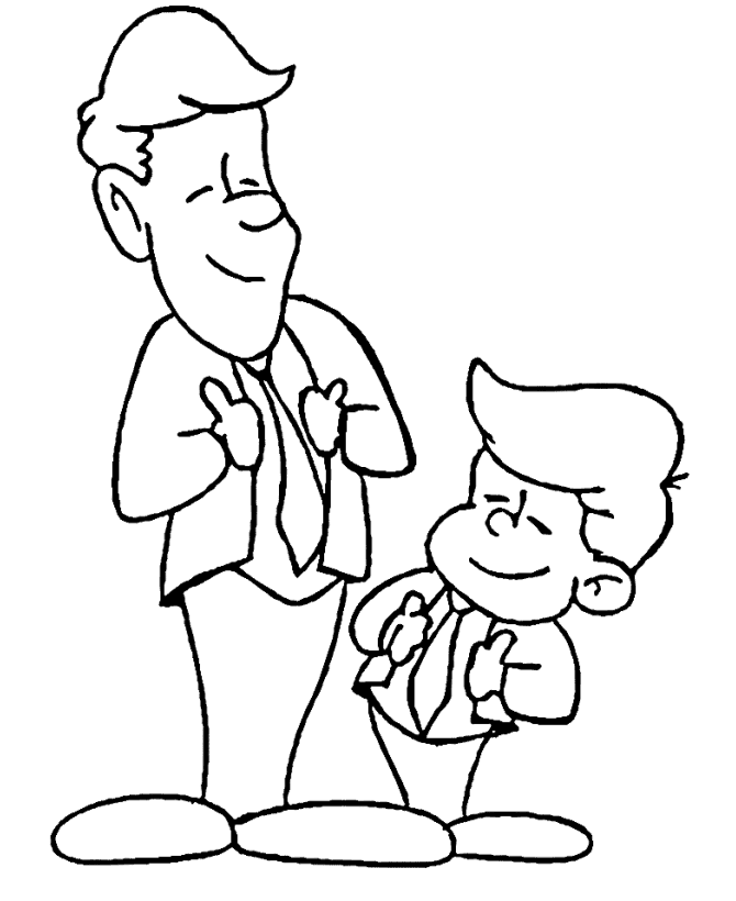 Father's Day Coloring Pages - Proud Father and Son, Fathers Day 