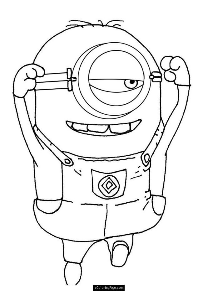 Despicable Me 2 One Eye Minion Coloring Page for Kids 