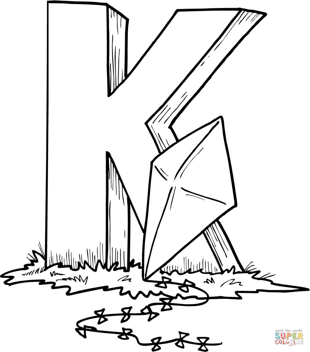 Letter K is for Kite coloring page | Free Printable Coloring Pages