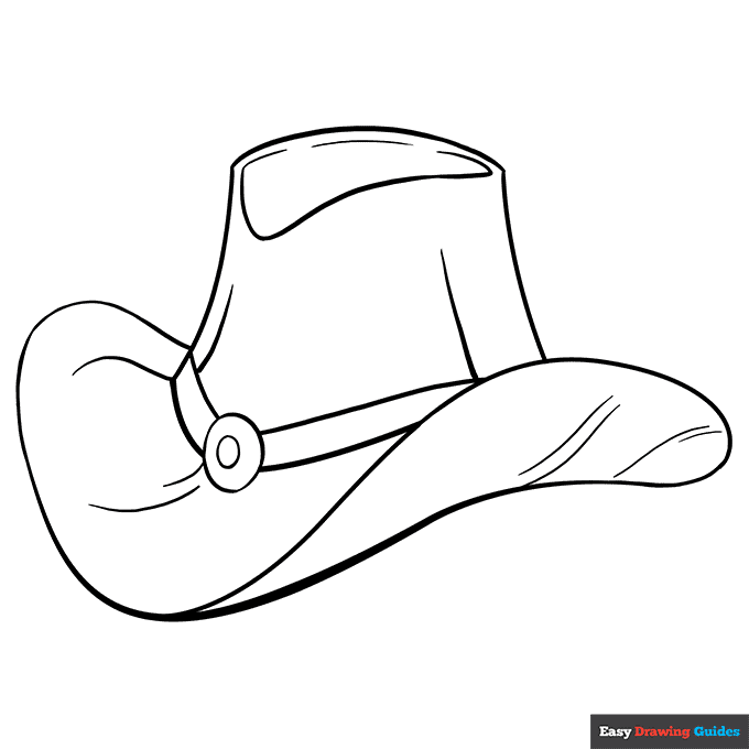 Cowboy Hat Coloring Page | Easy Drawing Guides