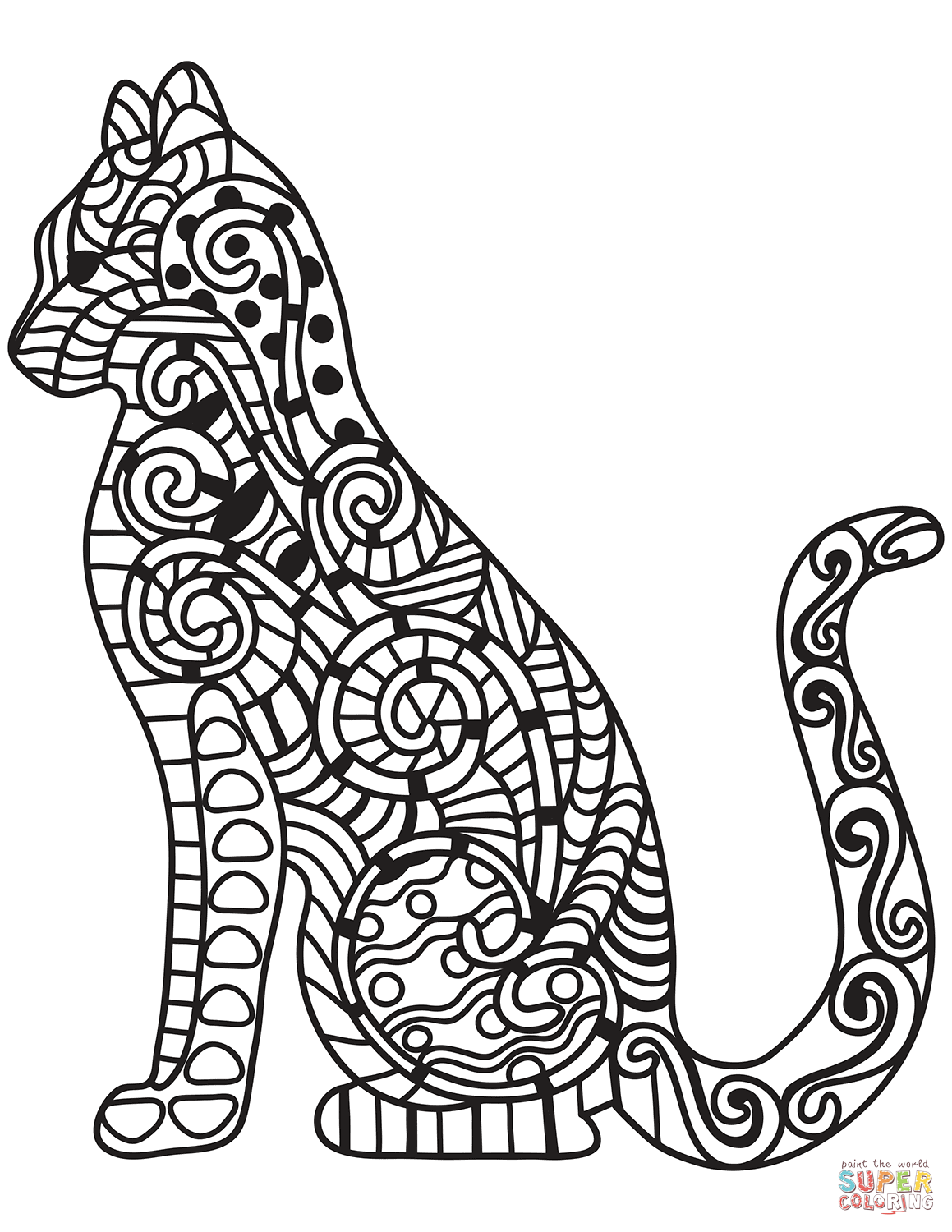Zentangle Cat coloring page | Free Printable Coloring Pages | Cat coloring  page, Mermaid coloring pages, Free printable coloring pages