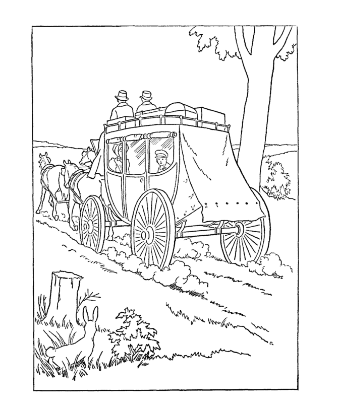 USA-Printables: Early American Transportation Coloring Pages - Stagecoach -  Early America Modes of Transportation coloring pages