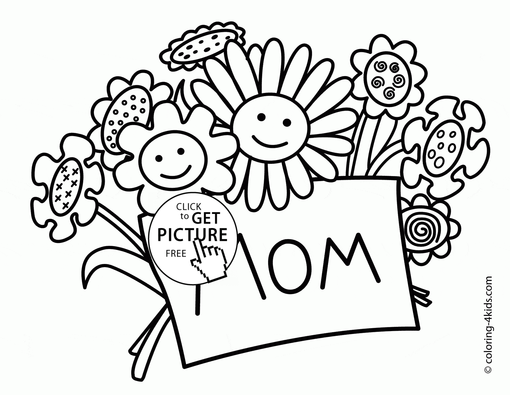 Flowers for Mother's Day Holiday coloring page for kids, coloring ...