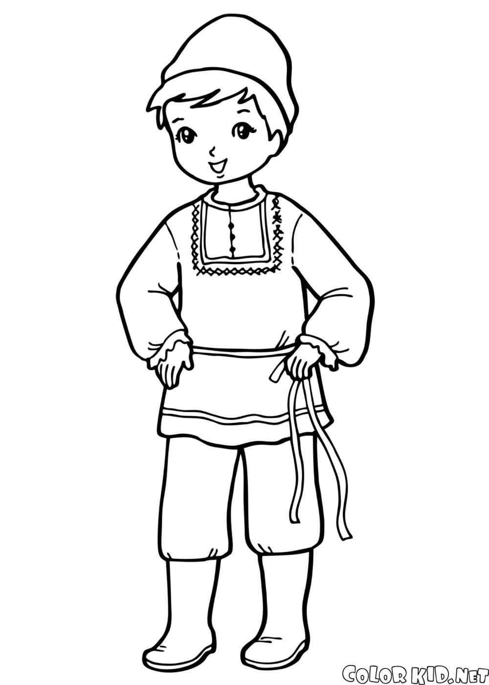 Coloring page - The boy in national costume