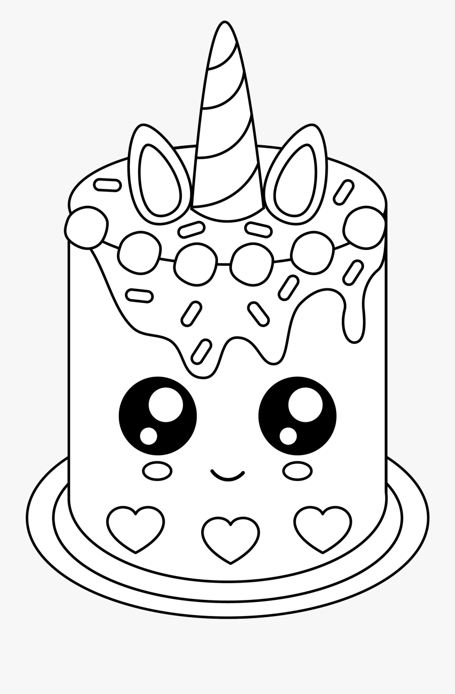 Free Cute Unicorn Cake - Unicorn Cake Coloring Pages , Free Transparent