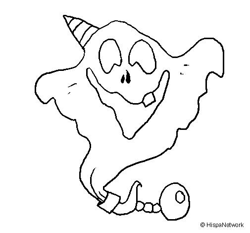 Ghost with party hat coloring page - Coloringcrew.com