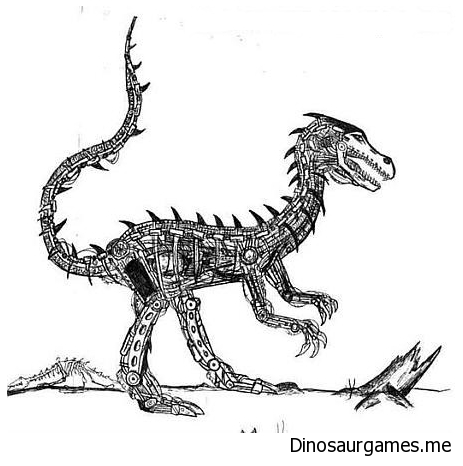 Cyborg Raptor Coloring Page - Dinosaur Coloring Pages