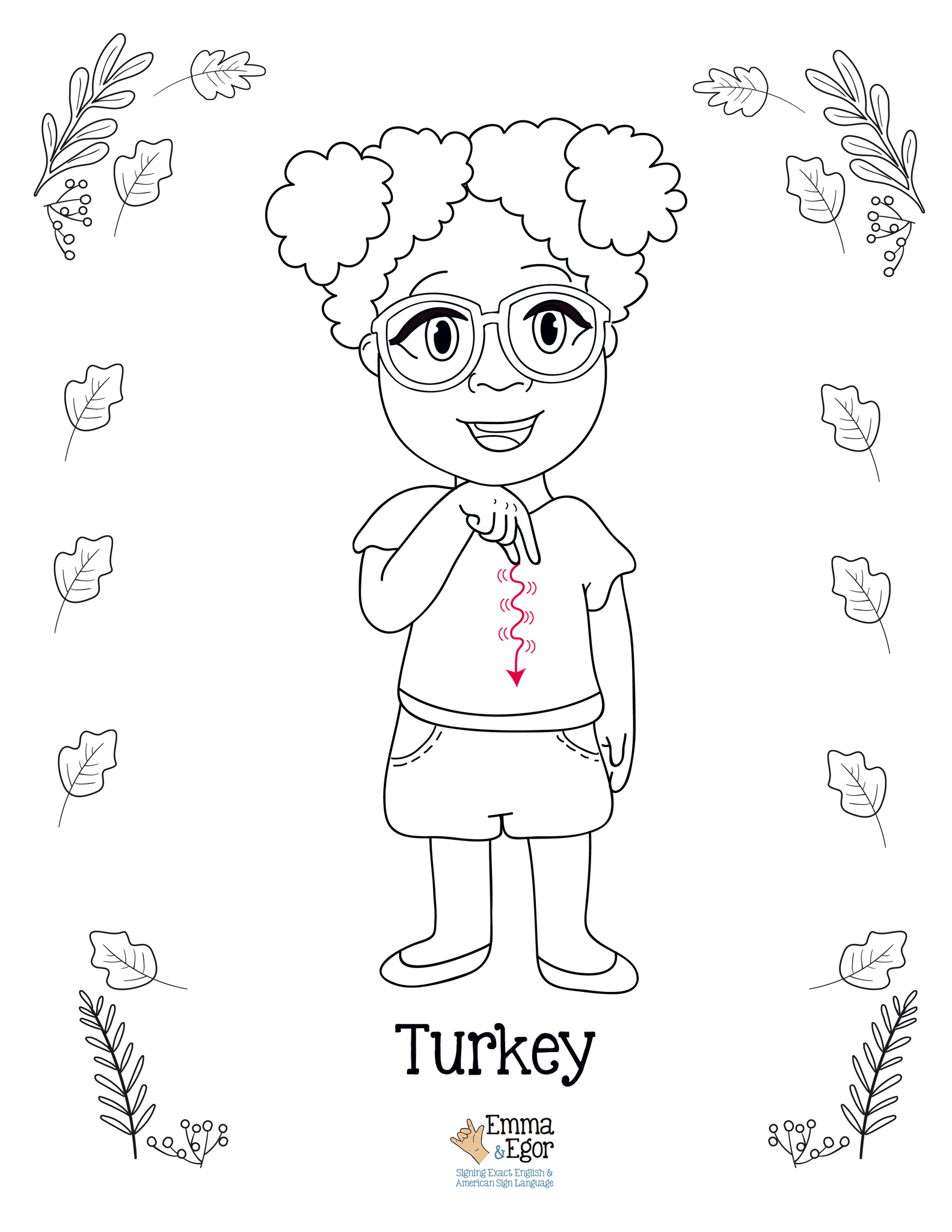 How to Sign Thanksgiving-Coloring Pages-Emma and Egor – Emma & Egor