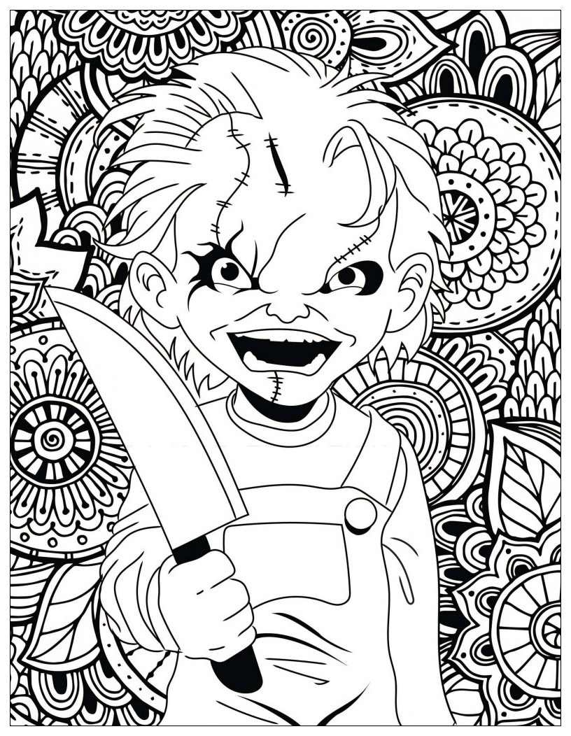 Horror chucky - Halloween Adult Coloring Pages