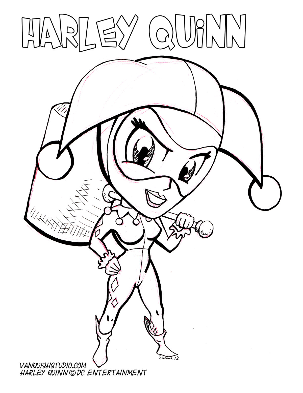 Coloring Pages  Harley Quinn Coloring Page Vanquish Studio ...