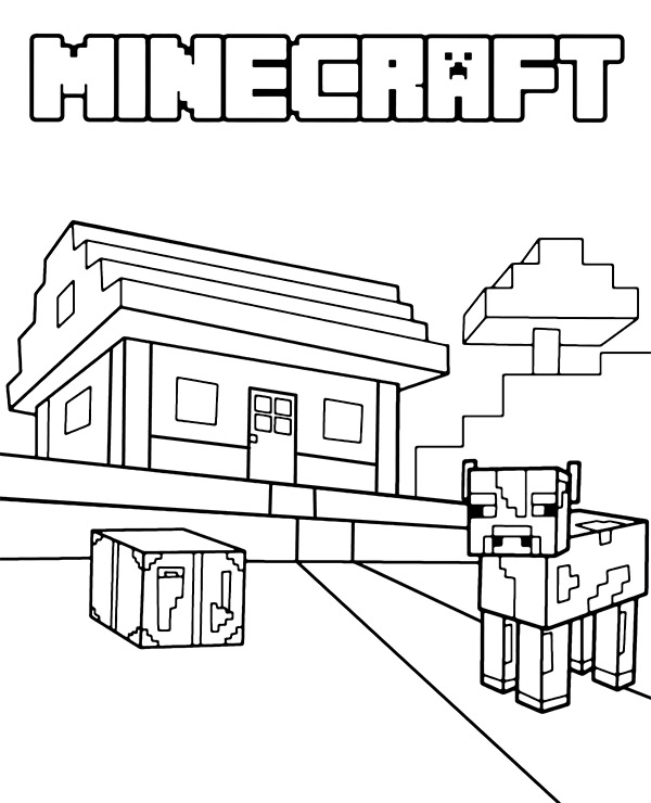 Minecraft cow coloring page sheet - Topcoloringpages.net