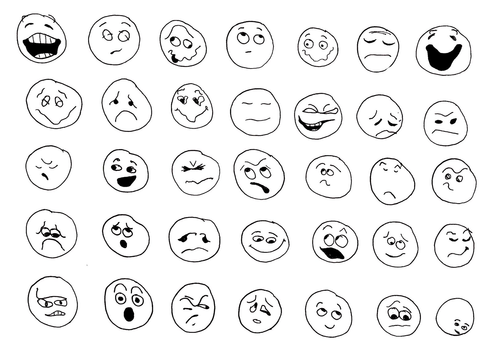Emotions faces coloring pages