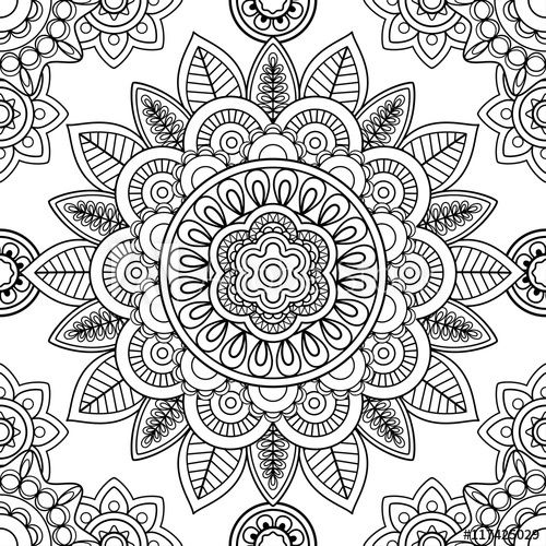 Ethnic boho seamless-pattern, coloring pages template. Vector illustration  Stock Vector | Adobe Stock