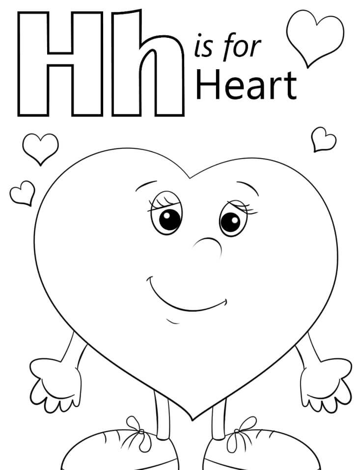 Heart Letter H Coloring Page - Free Printable Coloring Pages for Kids