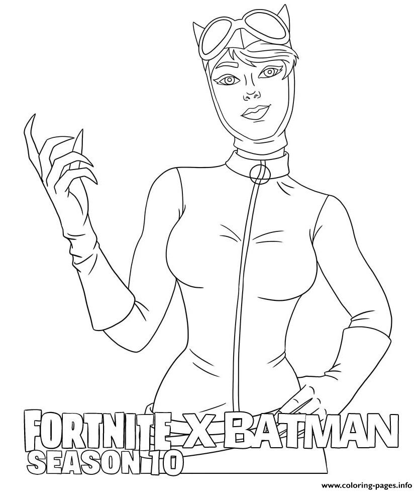 Catwoman Fortnite Batman Season 10 Coloring Pages Printable
