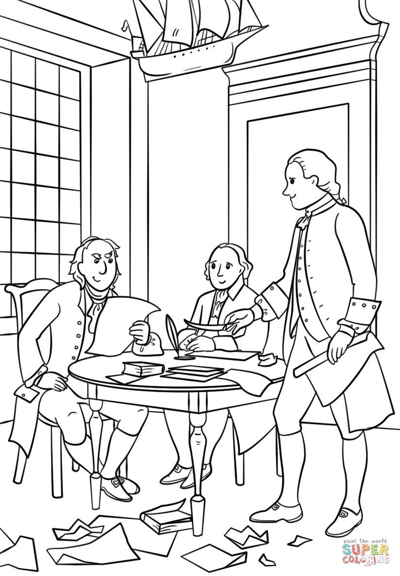 Writing the Declaration of Independence coloring page | Free ...
