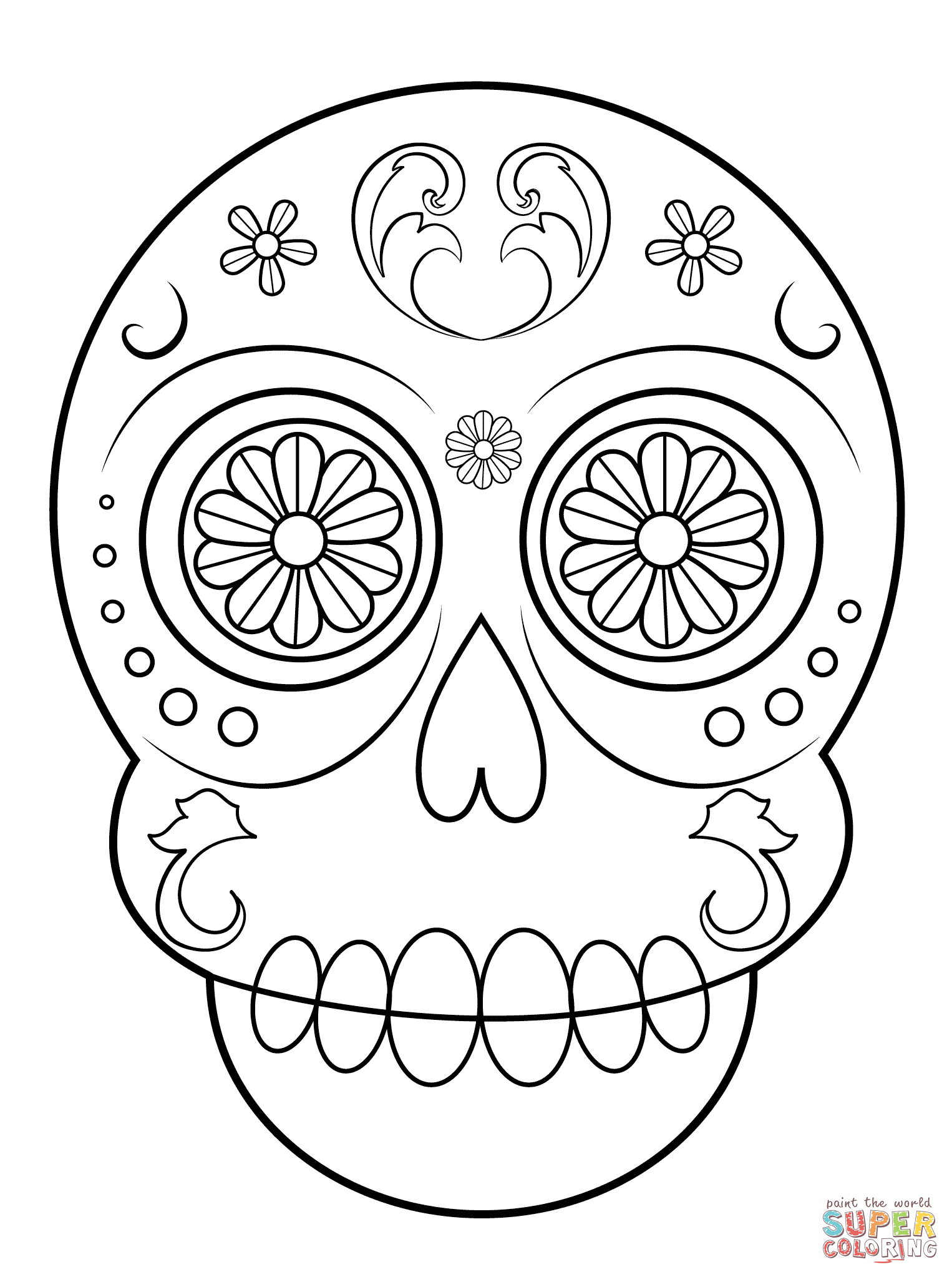 Day Of The Dead Sugar Skull Coloring Page. Free Printable Coloring Home