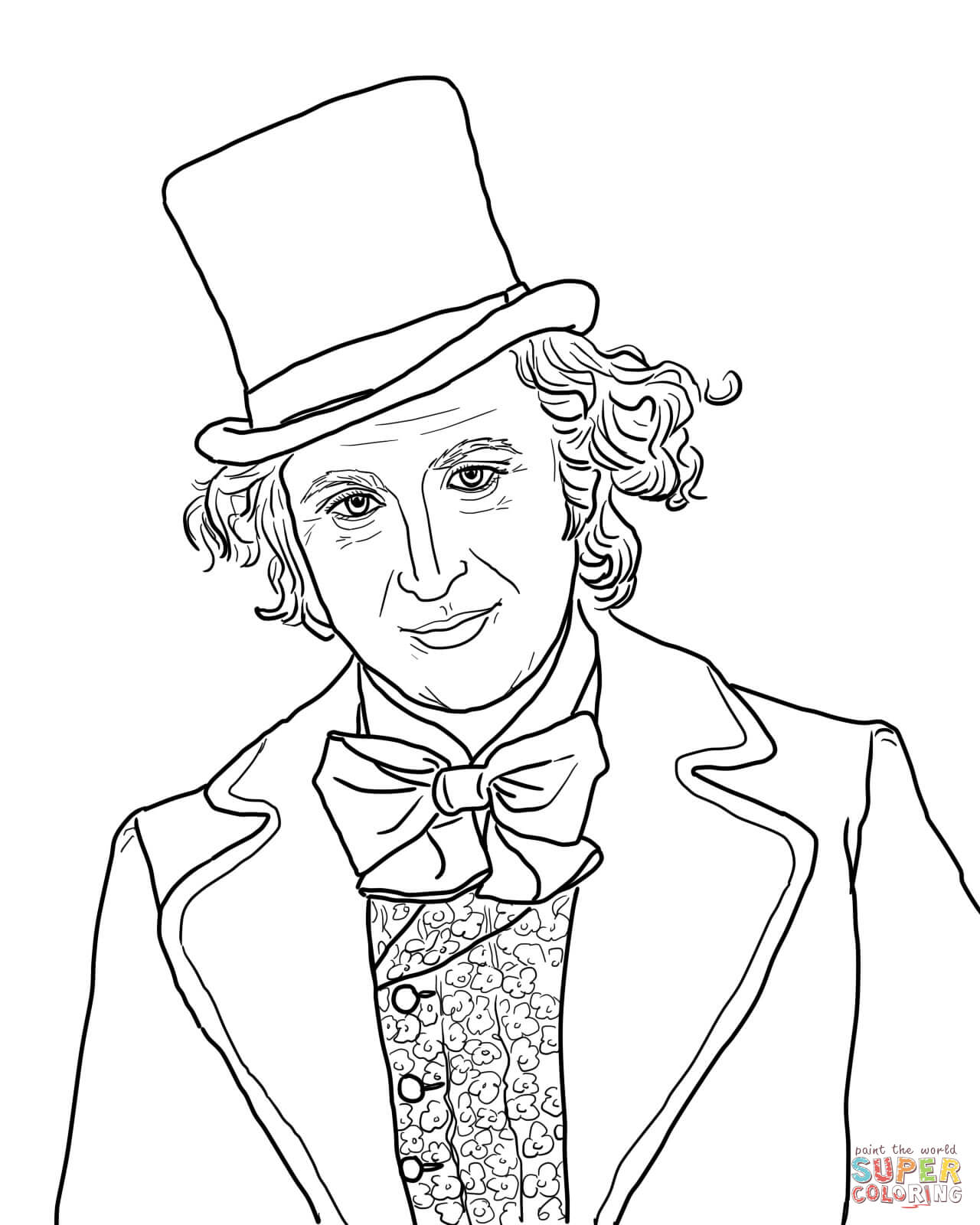 Willy Wonka with Gene Wilder coloring page | Free Printable ...