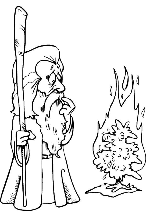 Coloring Pages Moses Burning Bush - High Quality Coloring Pages