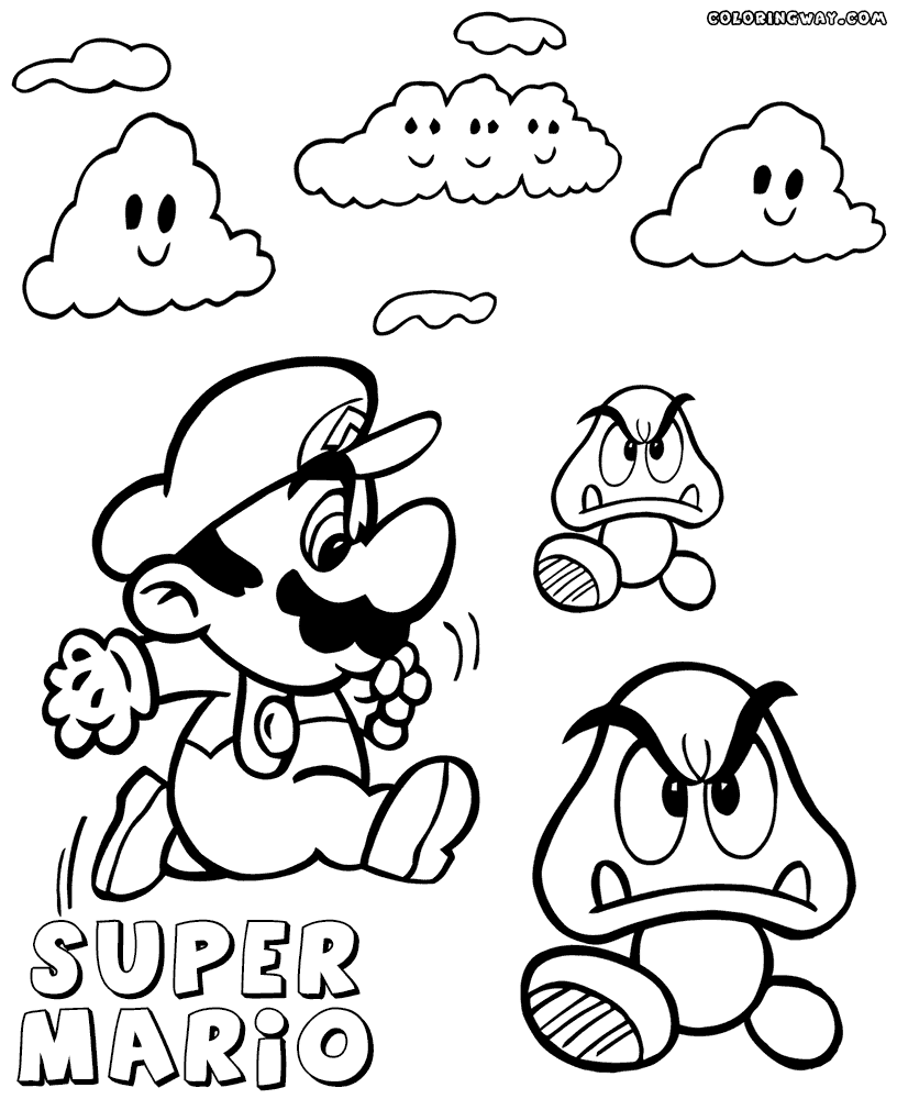 Super Mario and Goomba coloring page