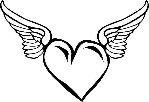 Heart with wings coloring page