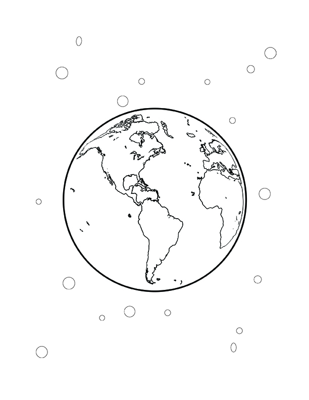 Earth Coloring Page - Free Printable Drawing of The Earth