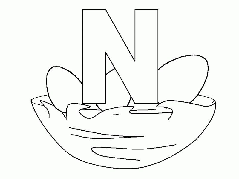 Alphabet Letter N for Nest Coloring Page: Alphabet Letter N for ...