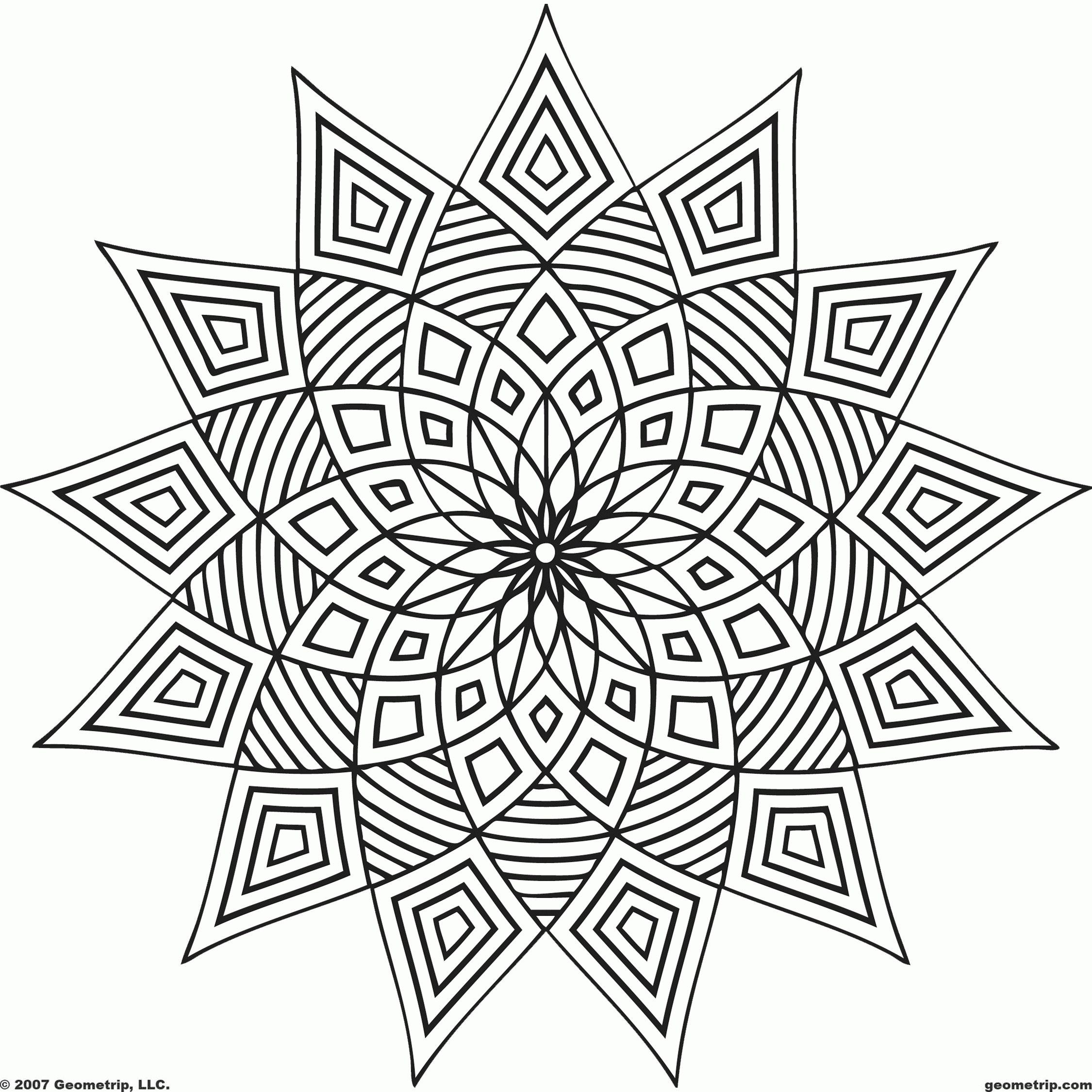 Geometric Coloring Page - Coloring Pages for Kids and for Adults