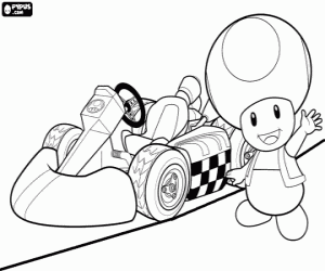 Mario Kart Toad Coloring Page - Coloring Pages for Kids and for Adults