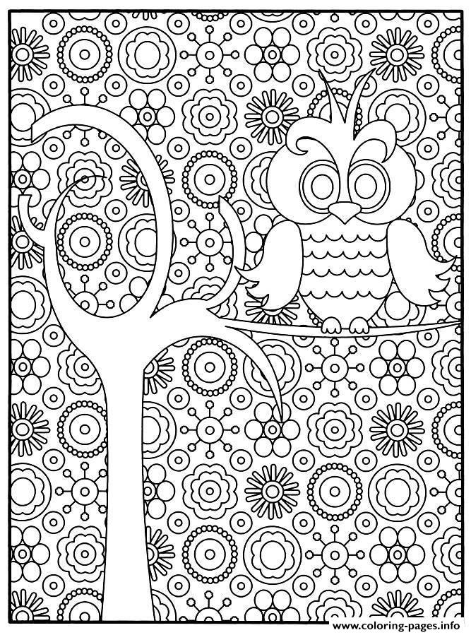 Print adult owl Coloring pages