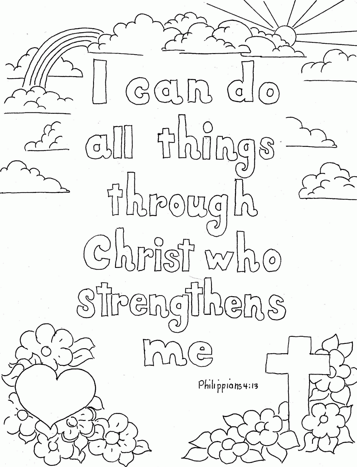 Coloring Pages for Kids by Mr. Adron: Philippians 4:13 Print And ...