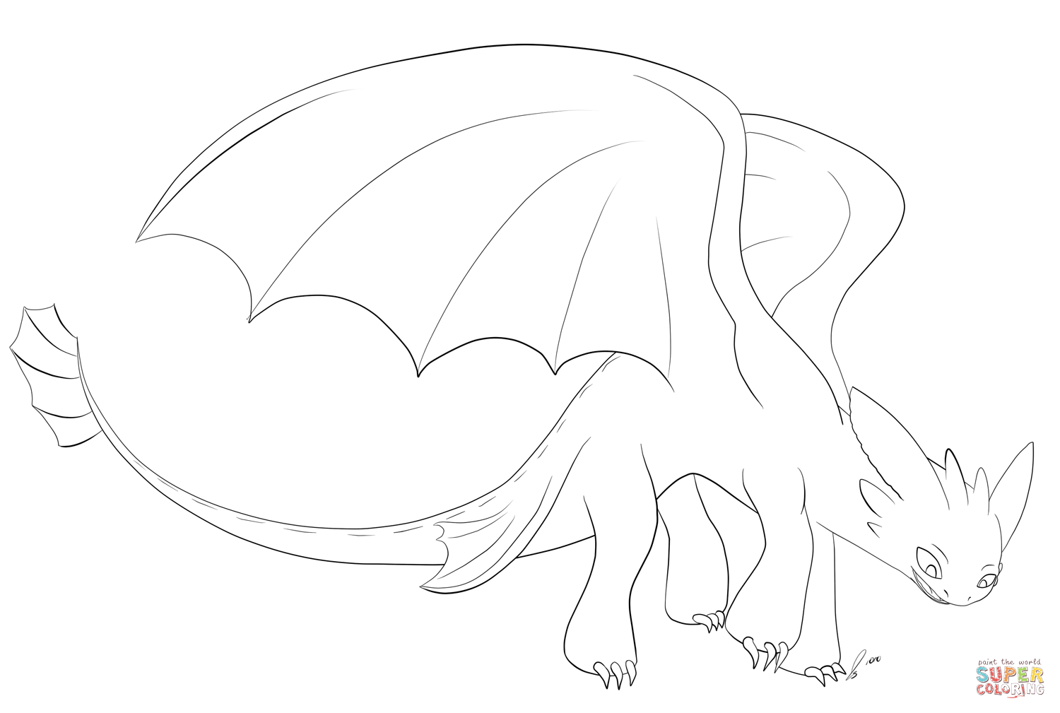 Toothless coloring page | Free Printable Coloring Pages