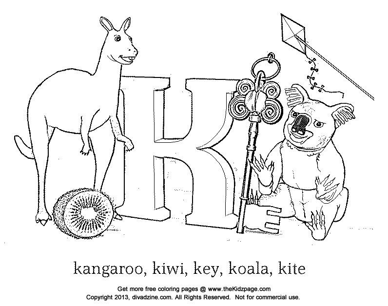 letter k coloring abc's  free coloring pages for kids
