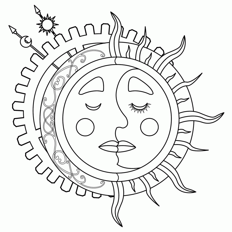 Sun Moon Coloring Pages   Coloring Home