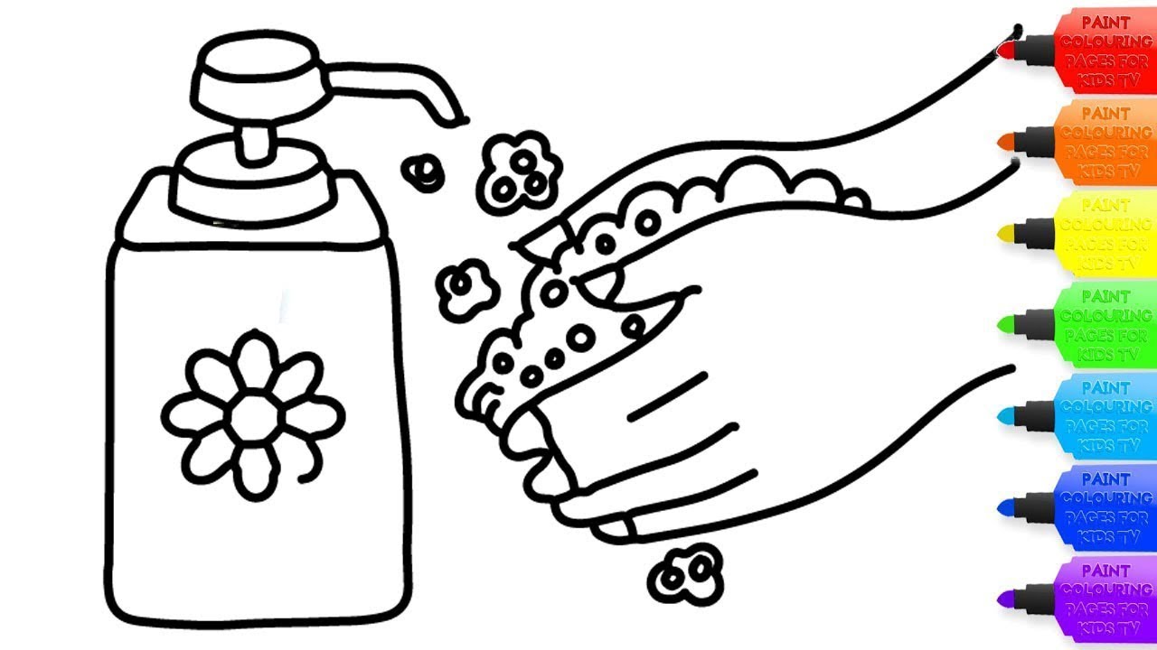 How to draw wash your Hands coloring page for kids I learn ...