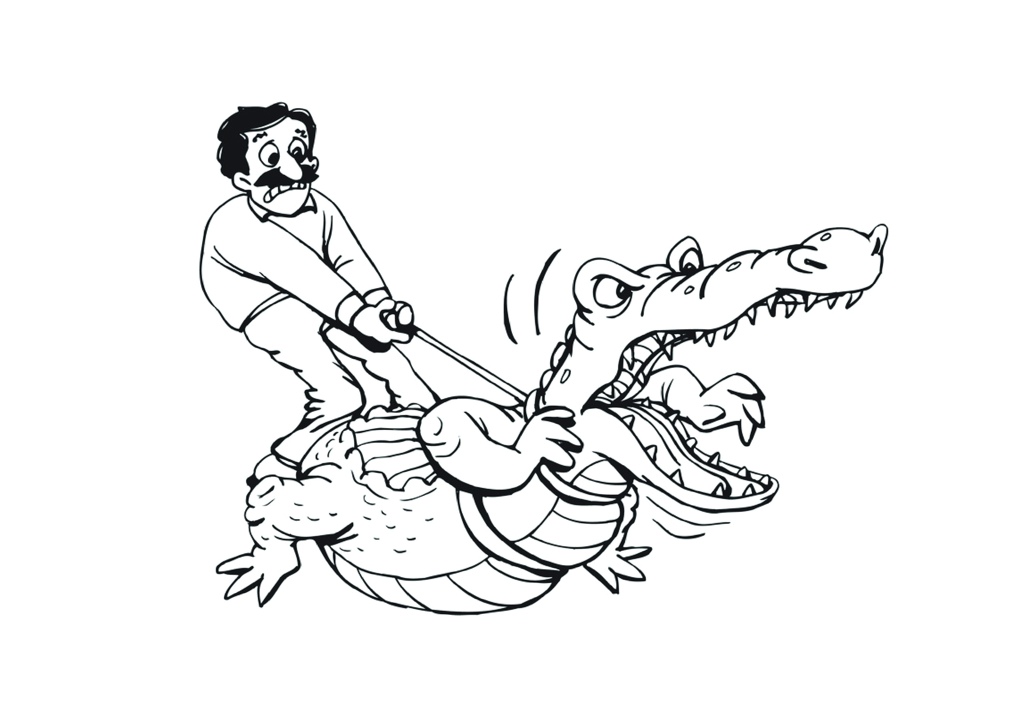 Alligator Coloring Page on a Leash