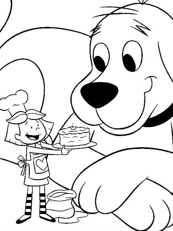 Emily Give Clifford The Big Red Dog A Birthday Cake Coloring Page ...