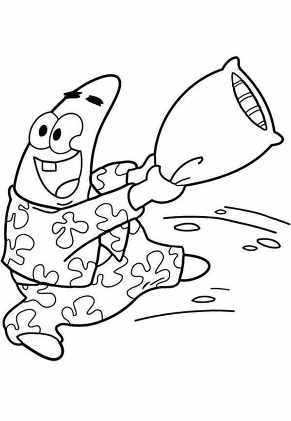 Patrick Star Pillow Figth Coloring Page - Free & Printable ...