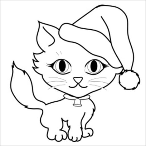 Christmas Cat Coloring Pages - Part 2