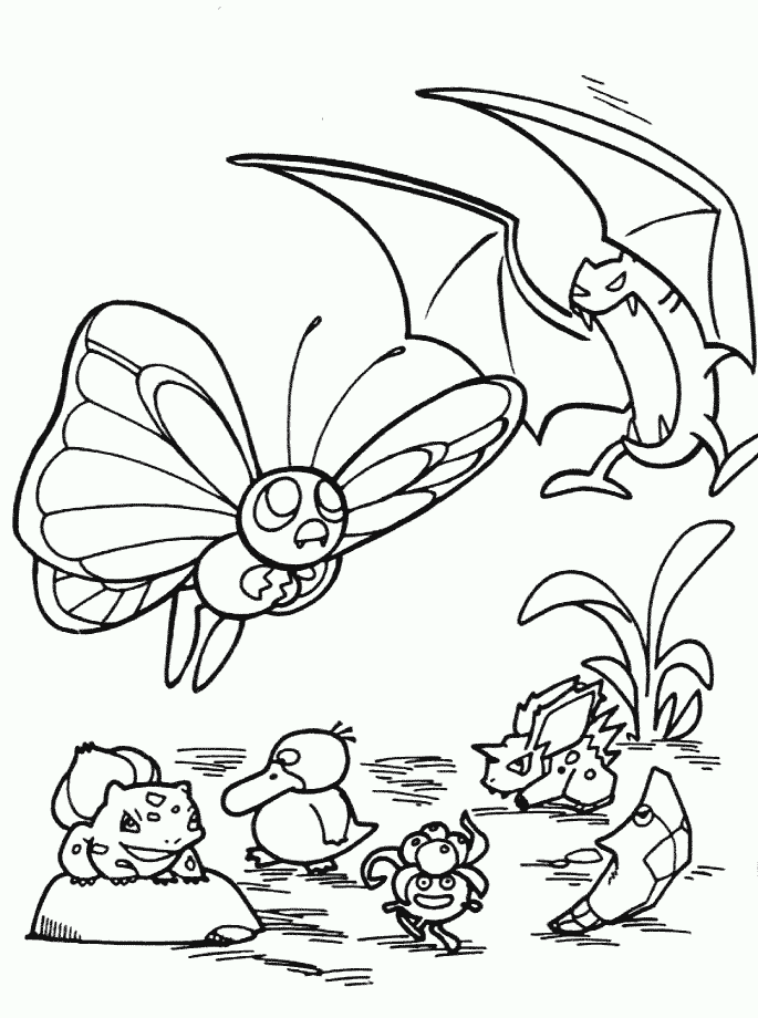 Butterfree and Golbat Pokemon Coloring Pages - Free Coloring Library