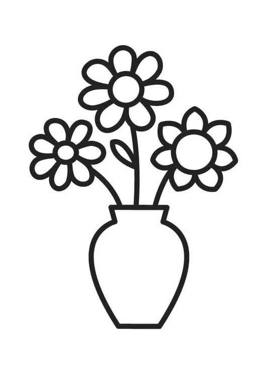 Coloring Page Vase with flowers - free printable coloring pages - Img 18334
