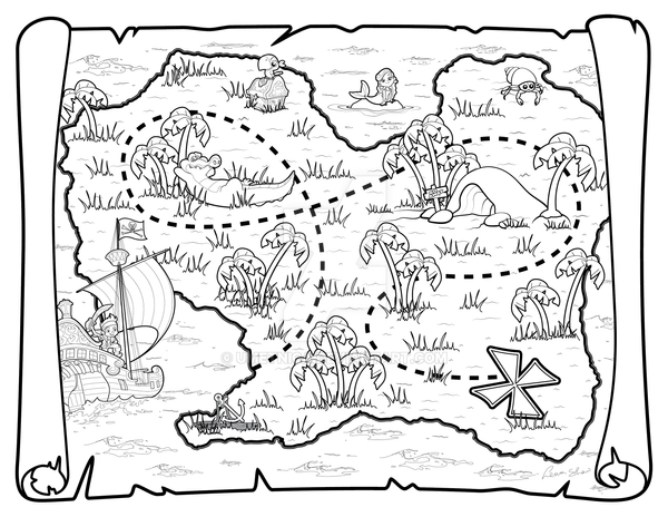 Treasure maps coloring pages
