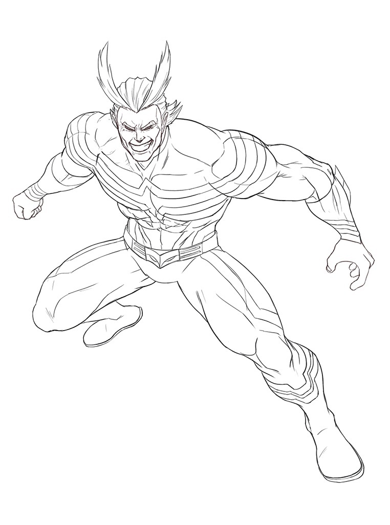 Strong All Might Coloring Page - Free Printable Coloring Pages For Kids