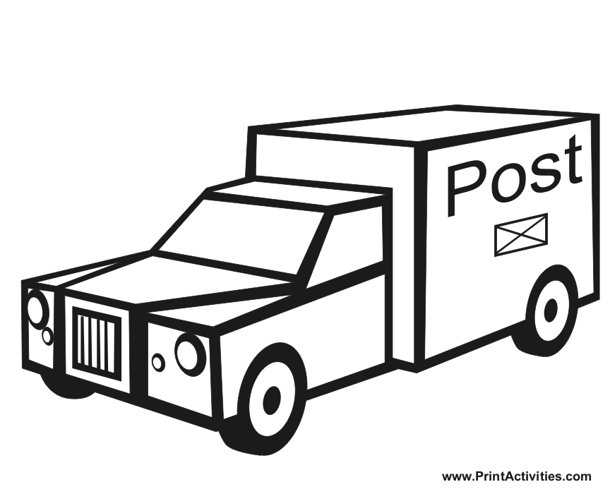 Download or print this amazing coloring page: Mail Truck Coloring Page  Related Keywords & Suggestions - Mail … | Coloring books, Truck coloring  pages, Free coloring