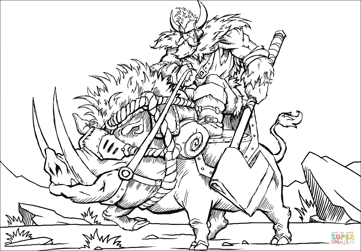 Boar Rider Dwarf coloring page | Free Printable Coloring Pages