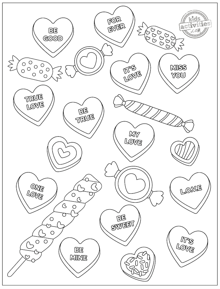 Cute Hearts Coloring Pages - Coloring Home