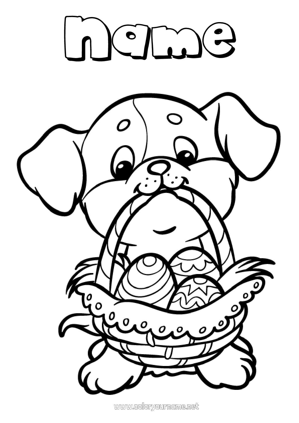 Coloring page No.1458 - Dog Animal Easter eggs